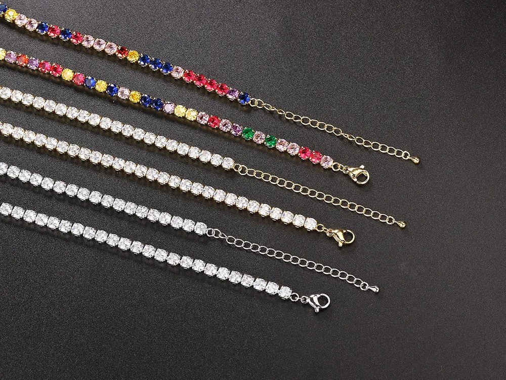 Iced Out CZ Tennis Chain Necklace – Unisex Hip Hop Jewelry