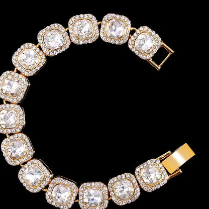 Crystal Heart Tennis Bracelet – Unisex Hip Hop Cuban Link Jewelry