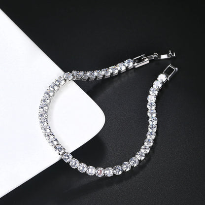 Iced Out Crystal Tennis Bracelet – Men’s Hip Hop Streetwear Jewelry Silver