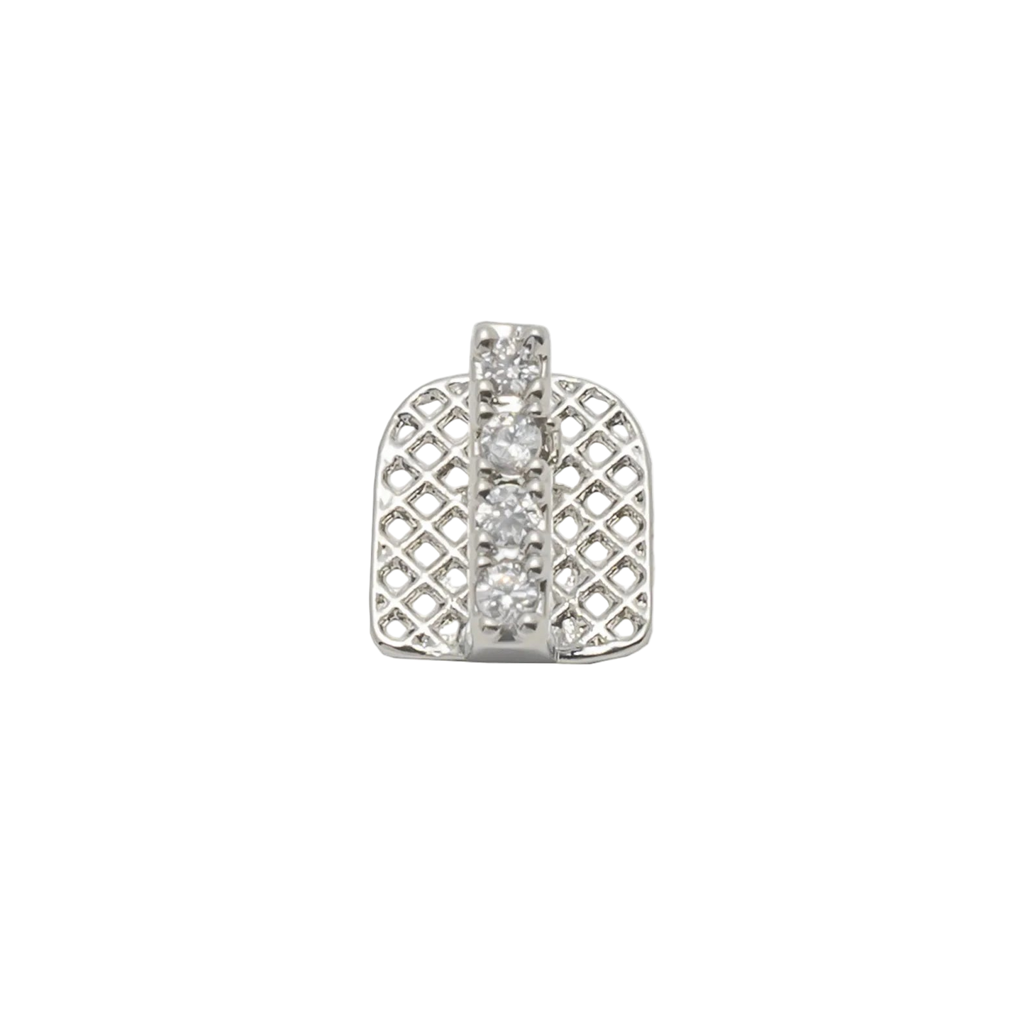 Single Vertical Bar CZ Teeth Grillz – Unisex Hip Hop Jewelry Silver Color