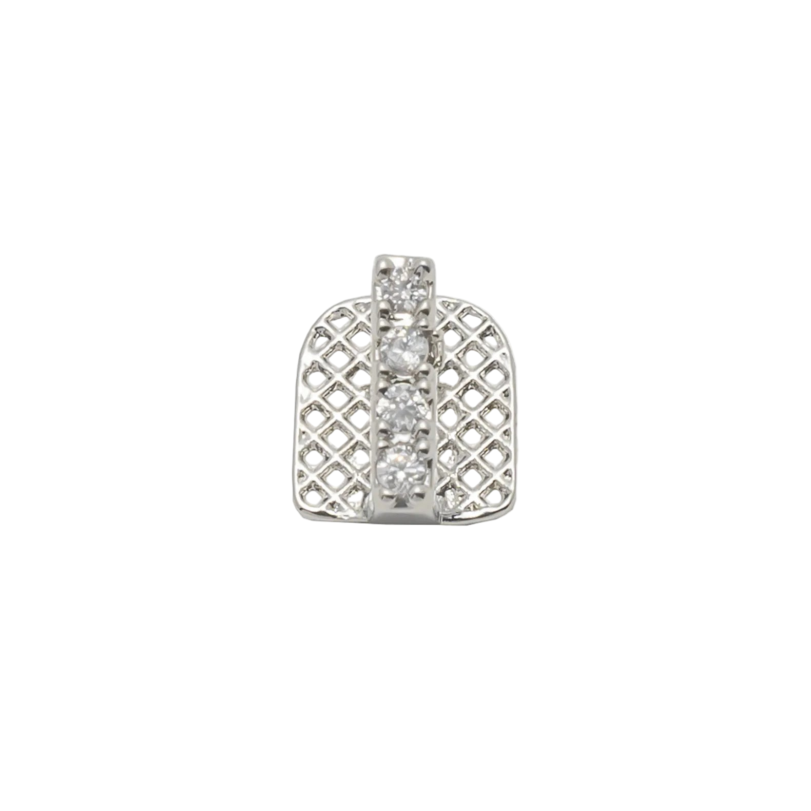 Single Vertical Bar CZ Teeth Grillz – Unisex Hip Hop Jewelry Silver Color