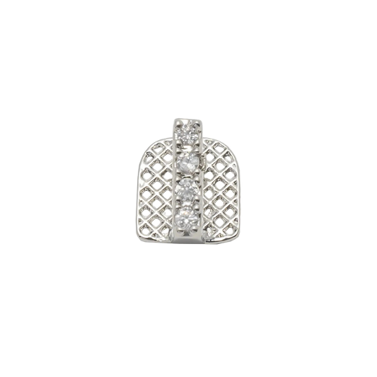 Single Vertical Bar CZ Teeth Grillz – Unisex Hip Hop Jewelry Silver Color