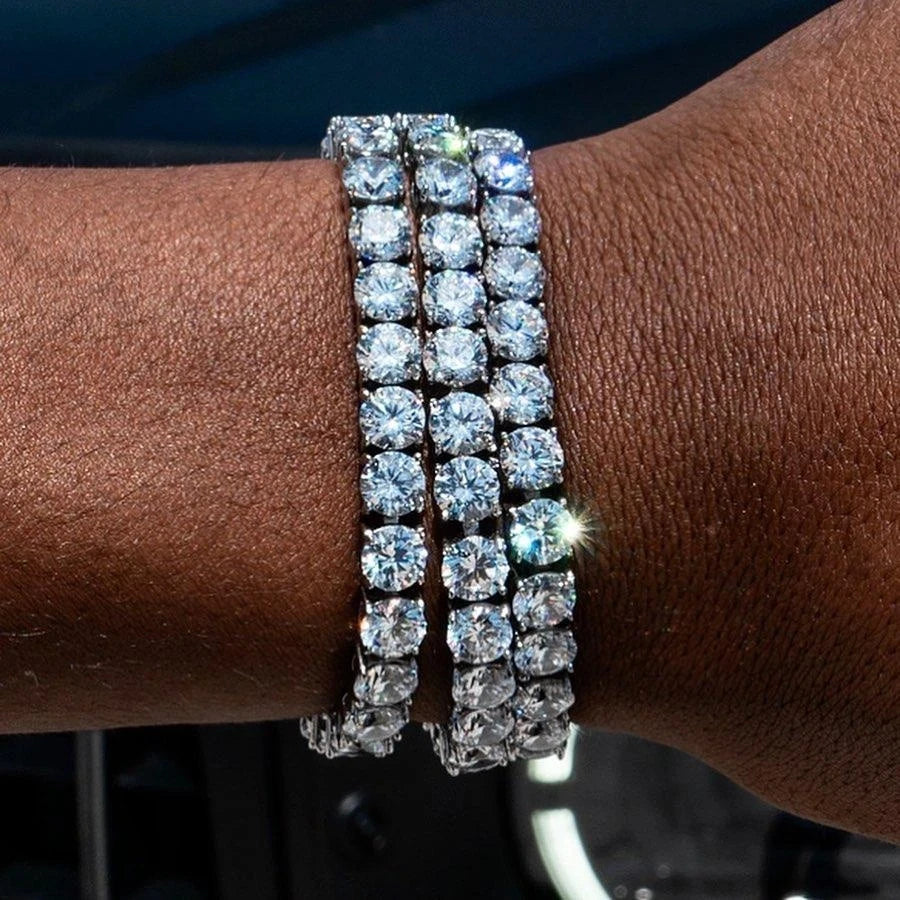 Iced Out Tennis Bracelet – Cubic Zirconia Streetwear Jewelry Gold 18cm