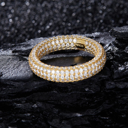 1.1mm Moissanite Ring – Unisex 18K Gold Plated S925 Silver Hip Hop Jewelry