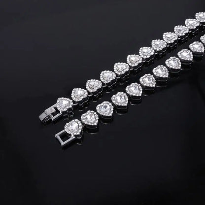 Tennis Chain Necklace & Bracelet – Hip Hop Heart CZ Jewelry