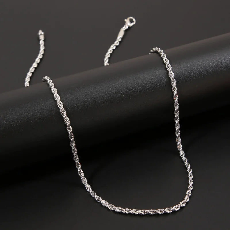 Twist Rope Chain Necklace – Men’s Hip Hop Stainless Steel Jewelry