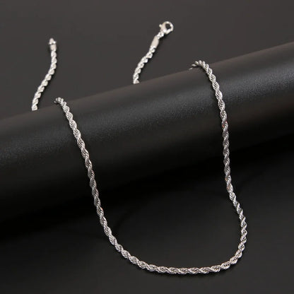 Twist Rope Chain Necklace – Men’s Hip Hop Stainless Steel Jewelry