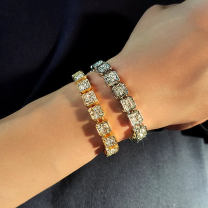 Crystal Heart Tennis Bracelet – Unisex Hip Hop Cuban Link Jewelry