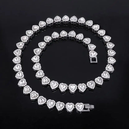 Tennis Chain Necklace & Bracelet – Hip Hop Heart CZ Jewelry