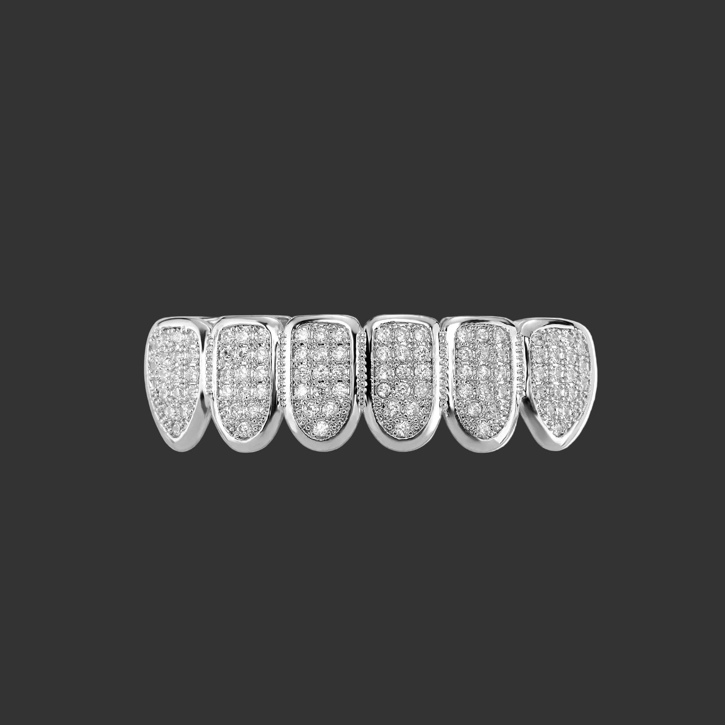 Iced Out CZ Teeth Grillz – Unisex Hip Hop 14K Gold Plated Jewelry