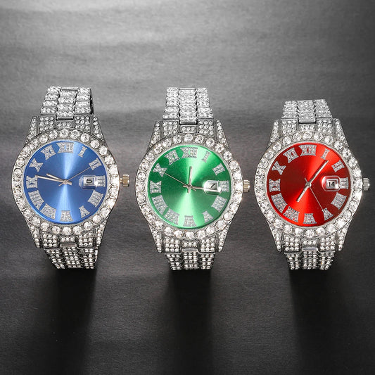 Quartz Watch Set Gift Box Cuban Necklace Bracelet Cross