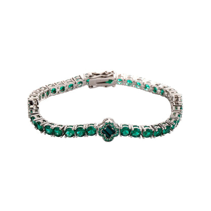 4mm Iced Out Green Four-Leaf Tennis Bracelet Set – Men’s Hip Hop Jewelry Gift