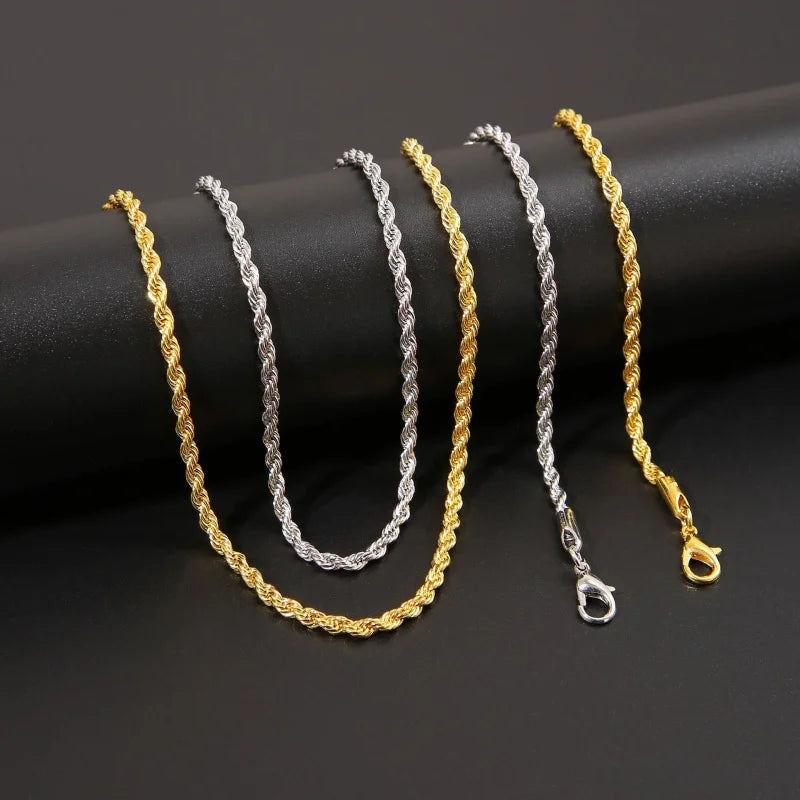 Twist Rope Chain Necklace – Men’s Hip Hop Stainless Steel Jewelry