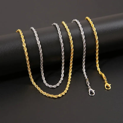 Twist Rope Chain Necklace – Men’s Hip Hop Stainless Steel Jewelry