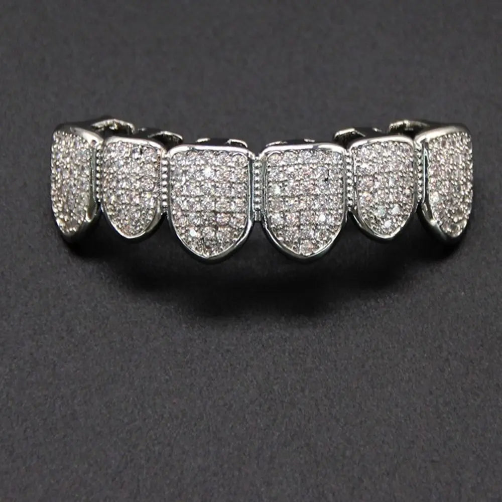 Hip Hop Teeth Grillz Set – Removable Rhinestone Zircon Hollow Dental Caps