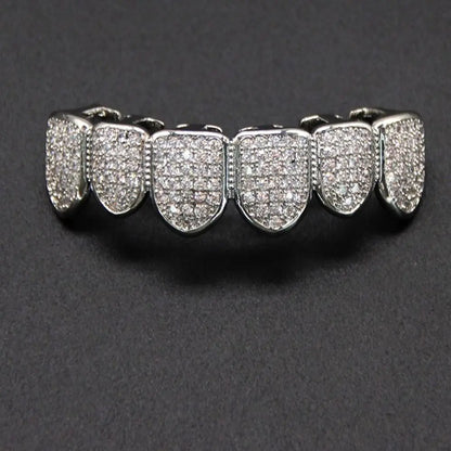 Hip Hop Teeth Grillz Set – Removable Rhinestone Zircon Hollow Dental Caps