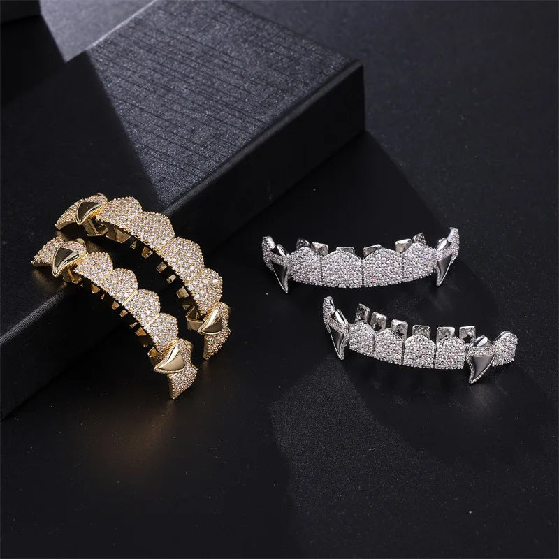 Full CZ Teeth Grillz – Unisex Hip Hop Iced Out Jewelry