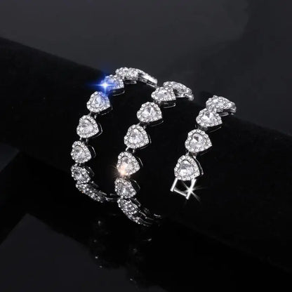 Tennis Chain Necklace & Bracelet – Hip Hop Heart CZ Jewelry
