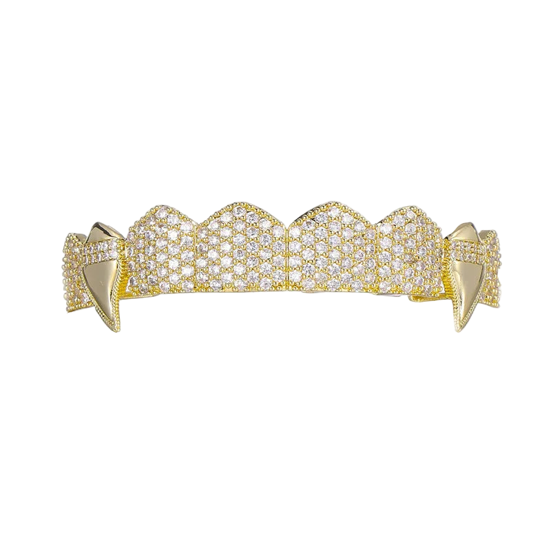 Full CZ Teeth Grillz – Unisex Hip Hop Iced Out Jewelry