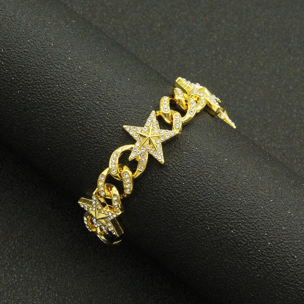 Iced Out Star Anklet Bracelet – Unisex Hip Hop CZ Jewelry