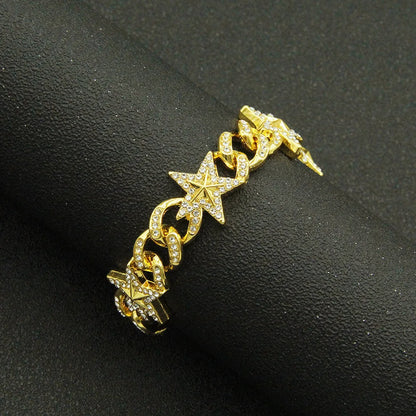 Iced Out Star Anklet Bracelet – Unisex Hip Hop CZ Jewelry