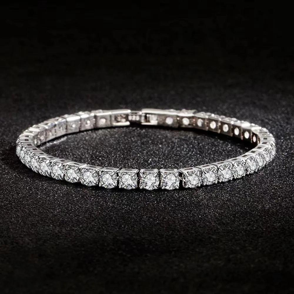 925 Sterling Silver Tennis Bracelet – Unisex Hip Hop Crystal Jewelry