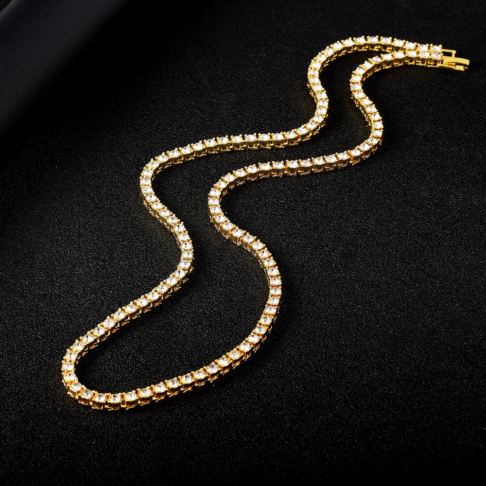 4mm Iced Out Tennis Chain – Unisex Hip Hop Necklace & Bracelet