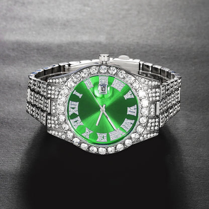 Quartz Watch Set Gift Box Cuban Necklace Bracelet Cross