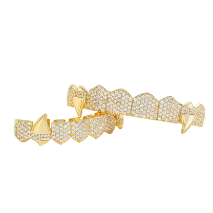 Full CZ Teeth Grillz – Unisex Hip Hop Iced Out Jewelry