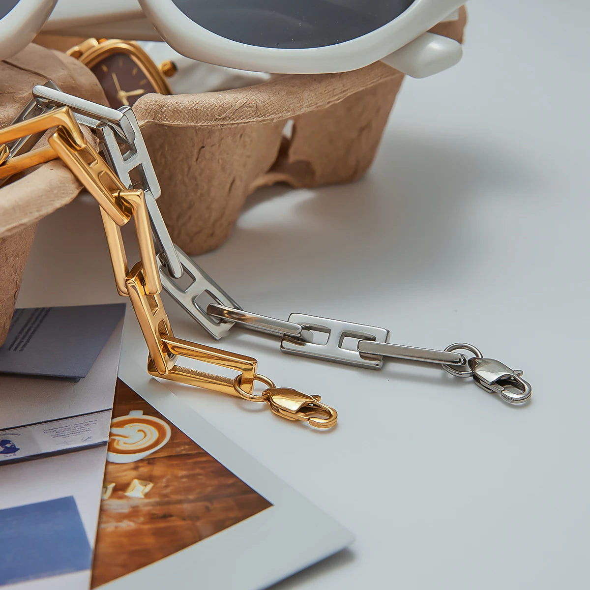 Hip Hop Bracelet & Necklace Set – Women’s Jewelry Gift