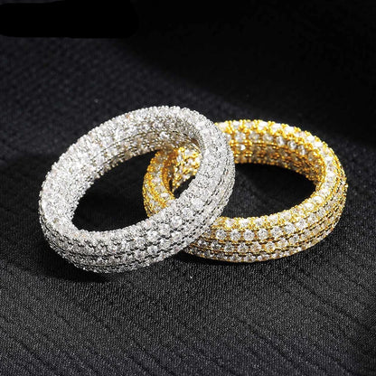 1.1mm Moissanite Ring – Unisex 18K Gold Plated S925 Silver Hip Hop Jewelry