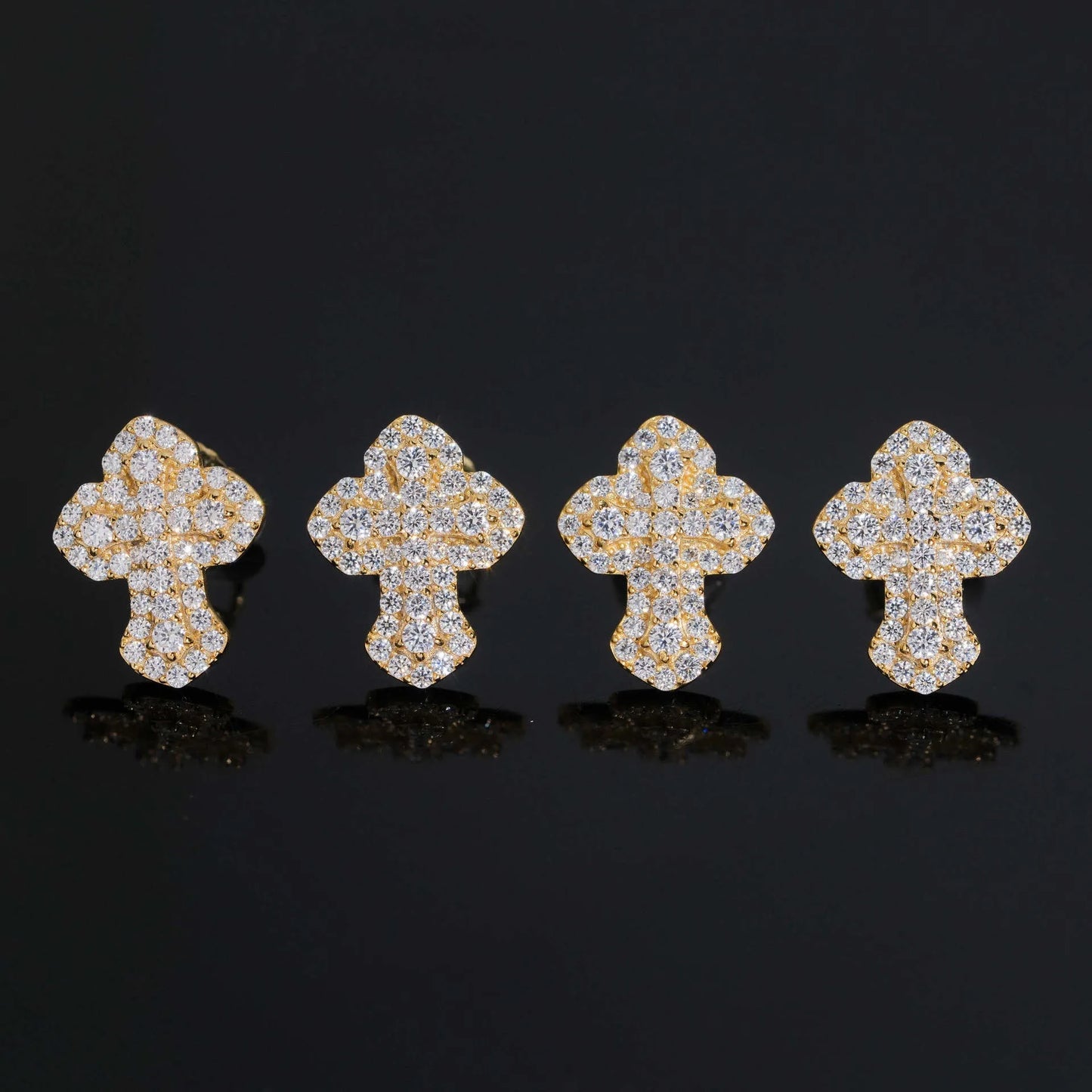 Moissanite Cross Earrings – Hip Hop Iced Out 925 Sterling Silver Jewelry Pink