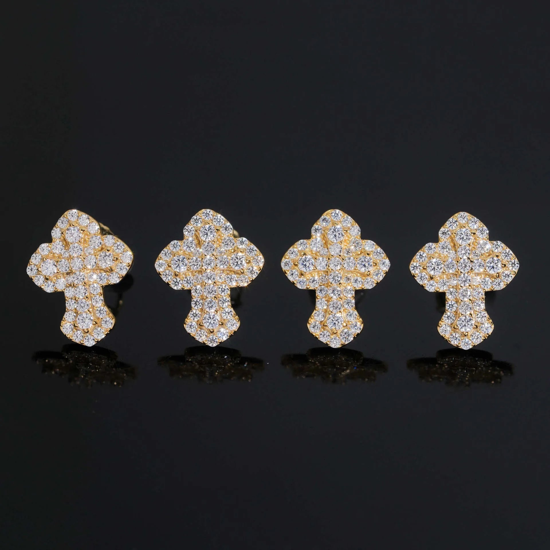 Moissanite Cross Earrings – Hip Hop Iced Out 925 Sterling Silver Jewelry Pink