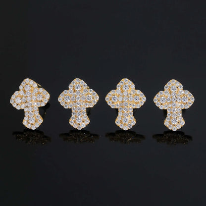 Moissanite Cross Earrings – Hip Hop Iced Out 925 Sterling Silver Jewelry Pink