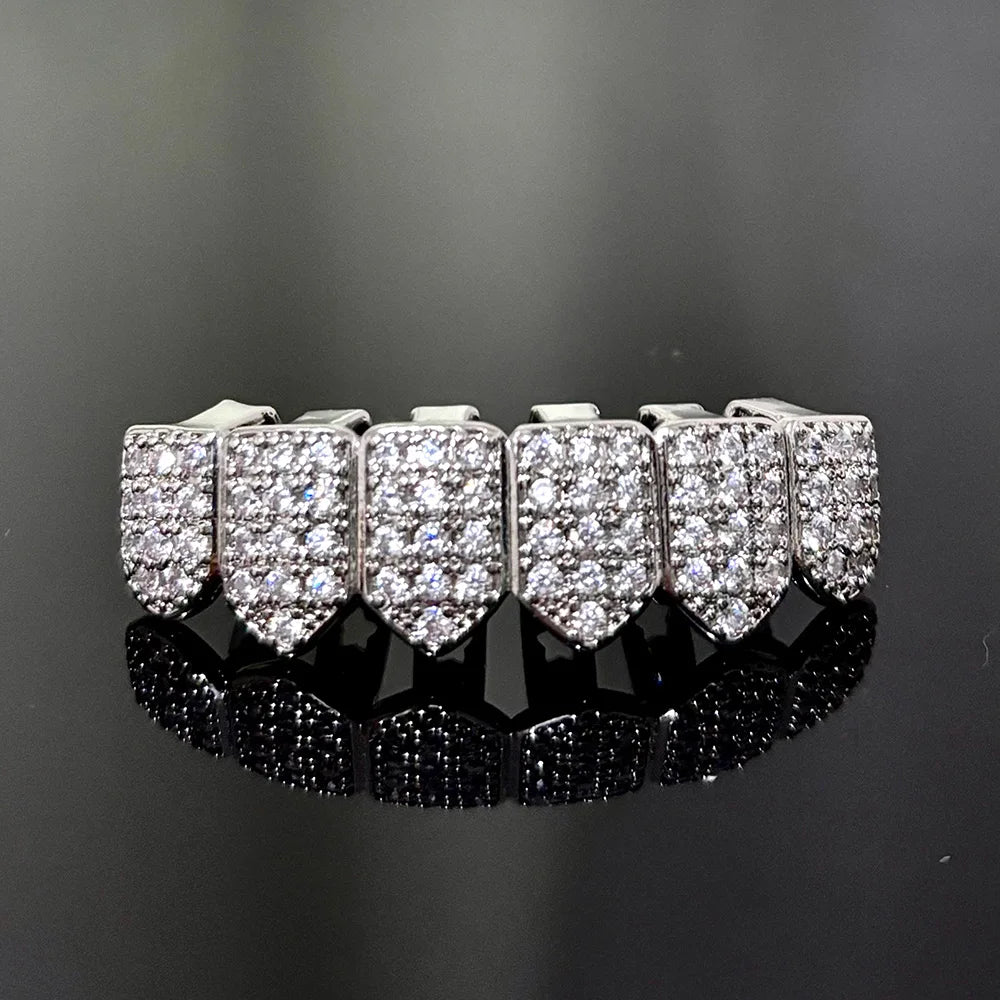 Full CZ Teeth Grillz – Unisex Hip Hop Iced Out Jewelry