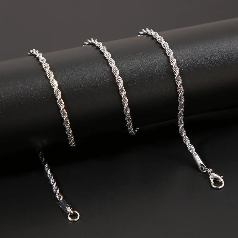 Twist Rope Chain Necklace – Men’s Hip Hop Stainless Steel Jewelry