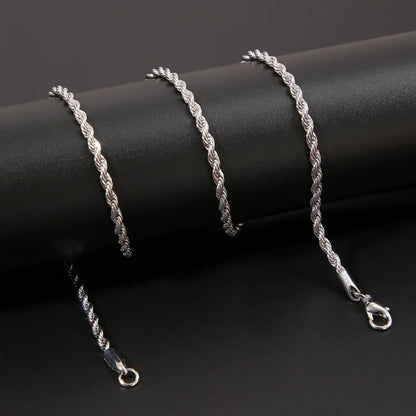 Twist Rope Chain Necklace – Men’s Hip Hop Stainless Steel Jewelry