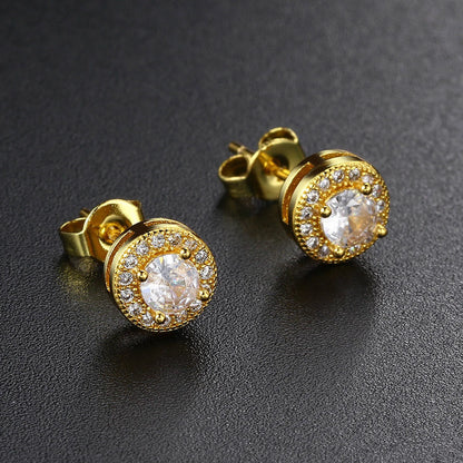 Gold CZ Stud Earrings – Men’s Luxury Jewelry Gift