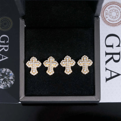 Moissanite Cross Earrings – Hip Hop Iced Out 925 Sterling Silver Jewelry
