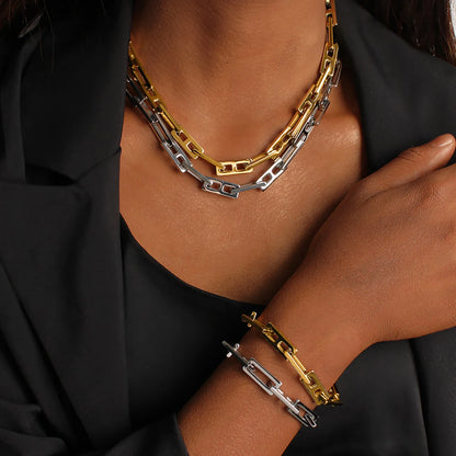 Hip Hop Bracelet & Necklace Set – Women’s Jewelry Gift
