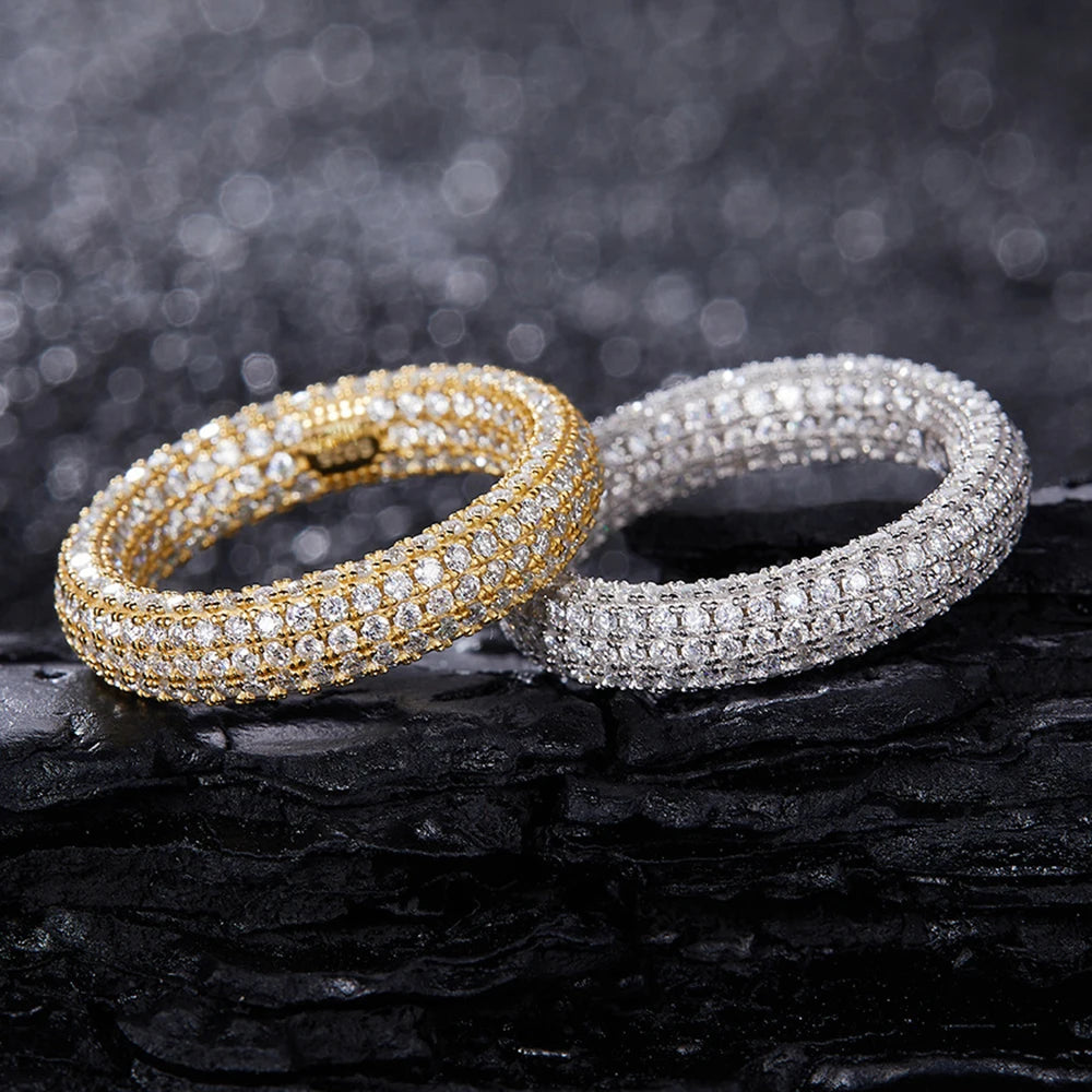 1.1mm Moissanite Ring – Unisex 18K Gold Plated S925 Silver Hip Hop Jewelry Gold