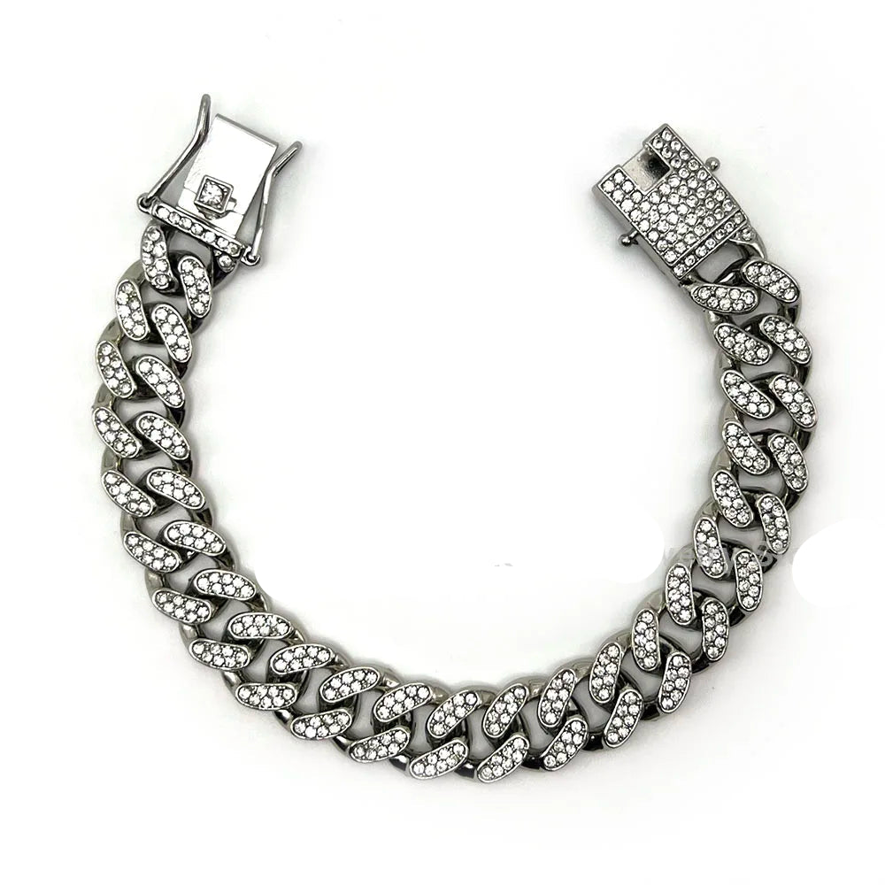 Cuban Link Chain Bracelet – Unisex Hip Hop Iced Out Jewelry
