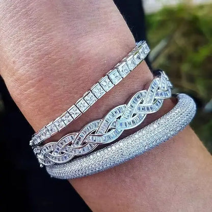 Gold CZ Tennis Bracelet – Unisex Hip Hop Bling Jewelry Gift Silver