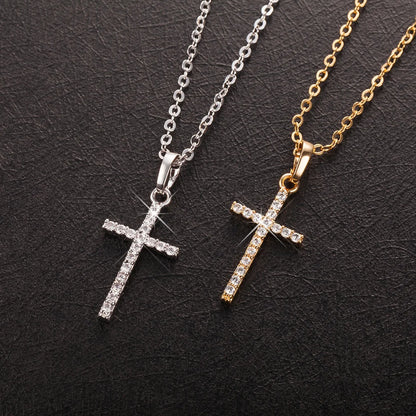 Crystal Zircon Cross Necklace – Unisex Hip Hop Jewelry Gift