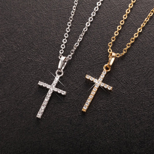Crystal Zircon Cross Necklace – Unisex Hip Hop Jewelry Gift