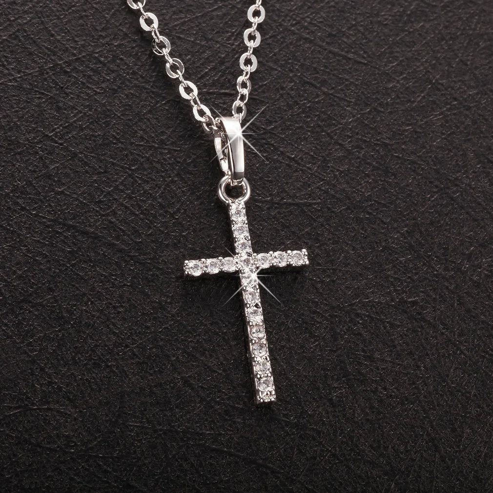 Crystal Zircon Cross Necklace – Unisex Hip Hop Jewelry Gift
