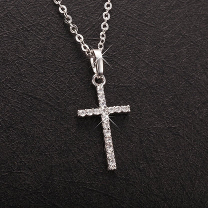 Crystal Zircon Cross Necklace – Unisex Hip Hop Jewelry Gift