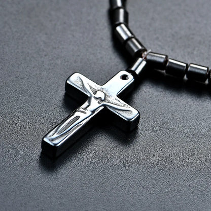 Crystal Zircon Cross Necklace – Unisex Hip Hop Jewelry Gift Black