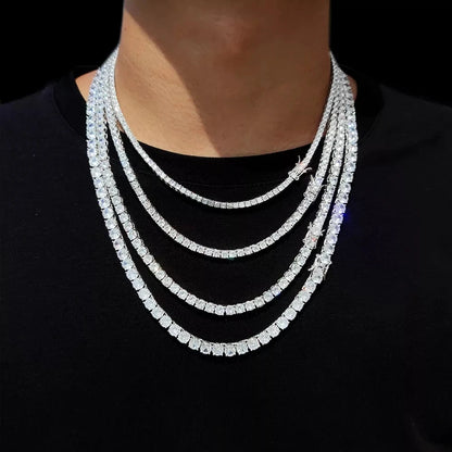 CZ Tennis Chain Necklace – Unisex Hip Hop Iced Out Jewelry