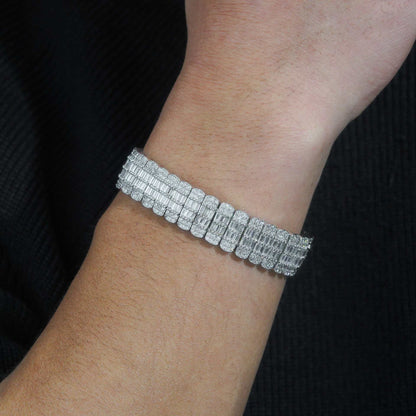 Moissanite Sterling Silver Bracelet – Unisex Hip Hop Jewelry